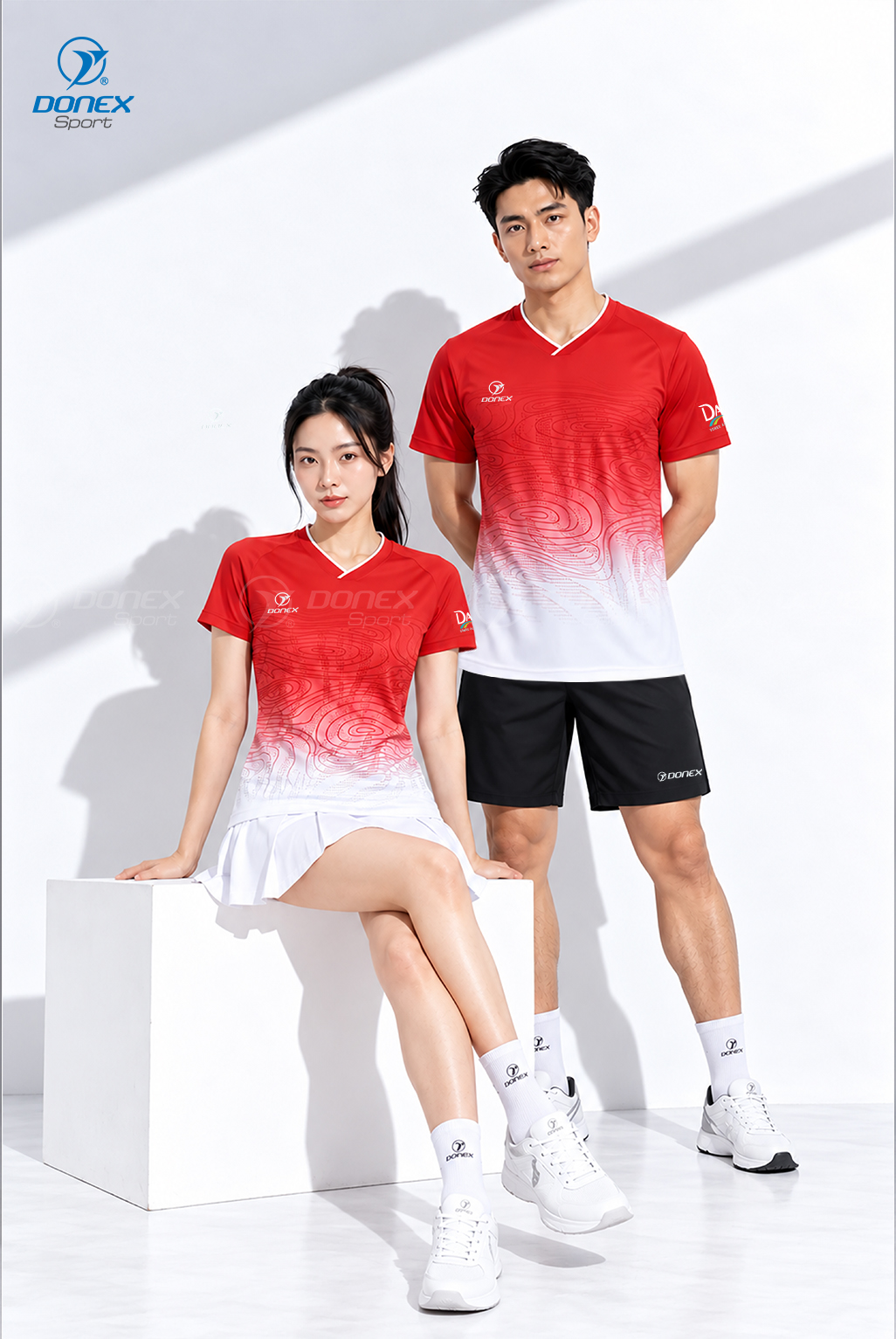 Áo thể thao nữ AC-3874-01-07 Trắng phối đỏ